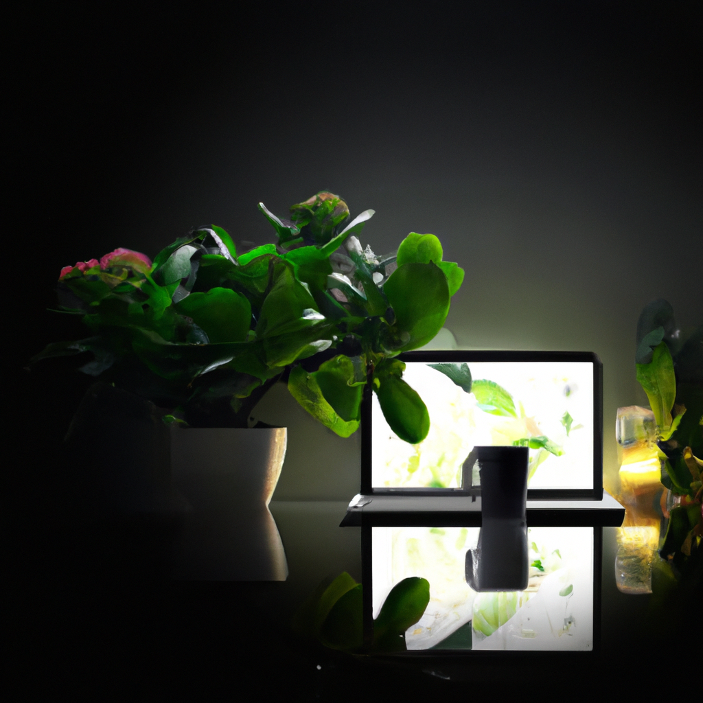 Чистый код на ноутбуке, тёмная тема, минималистичное рабочее место с растениями